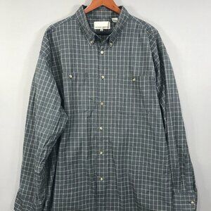 Eagle Crest Shirt Men's 2XL Gray Check Grid Button Down Long Sleeve Pockets
